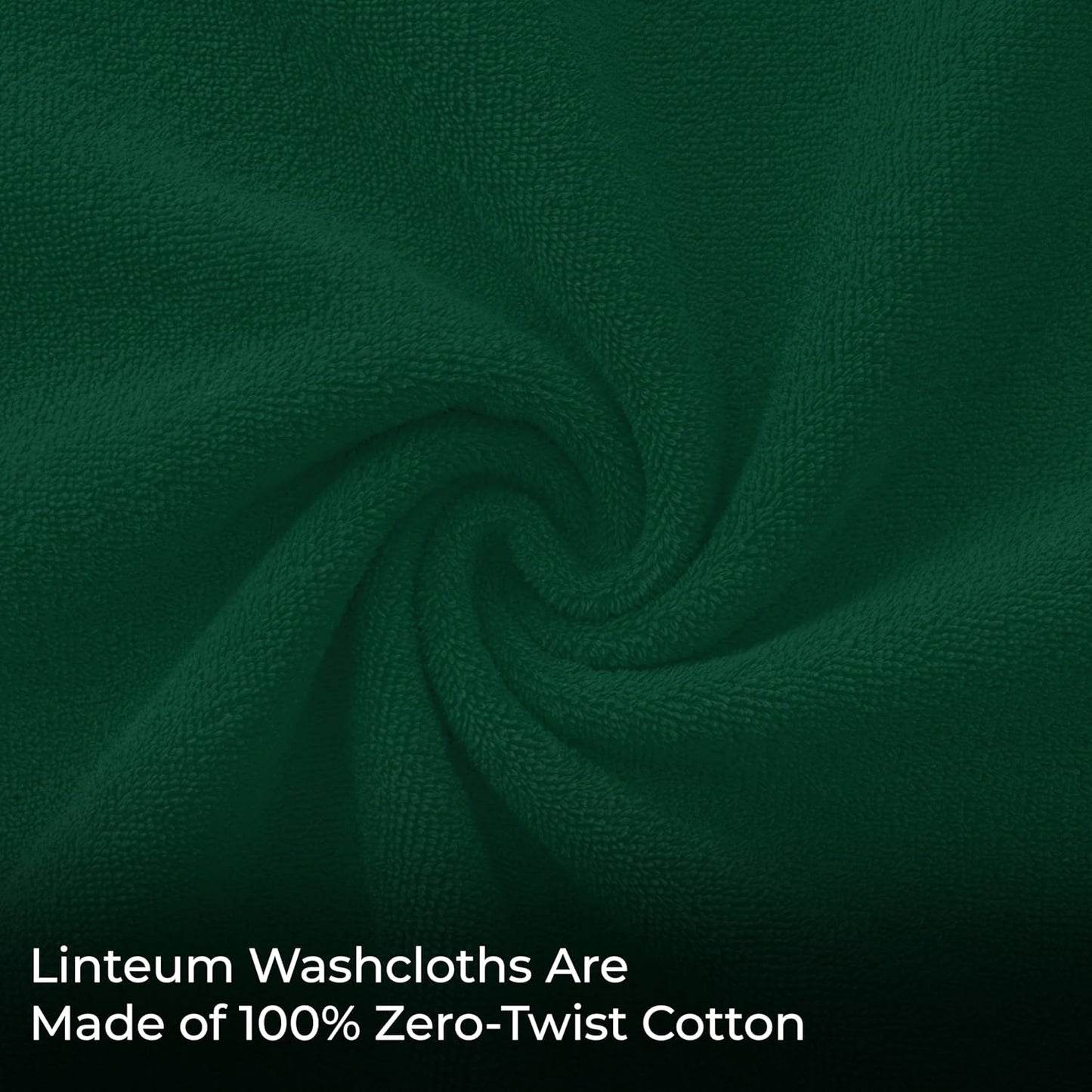 12x12 100% (12 Pack) Linteum Textile Supply Premium Washcloth (Hunter Green) Cotton Zero Twist Towels | Absorbent
