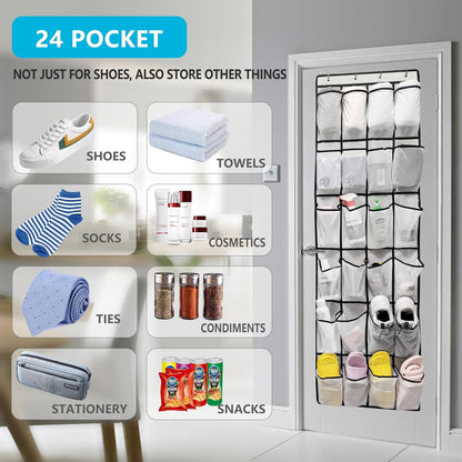 ZKXNBXX 24 ZHXNBXX Over The Door Shoe Organizers with Mesh Pockets Shoe Organizer Storage Hanging SimpleHouseware Shoe