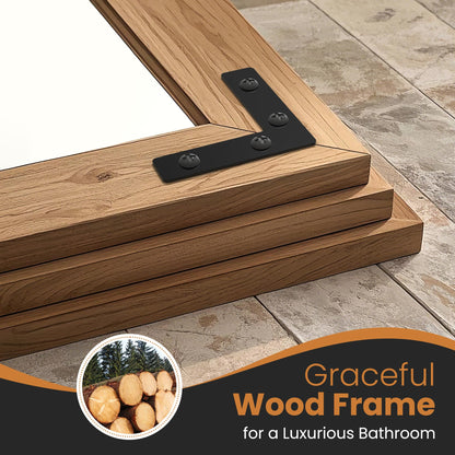 TRAHOME Full Length Mirror with Wooden Frame, 56"X22" Solid Wood Standing Floor Mirror for Farmhouse, Bathroom, Bedroom Decor, Hanging or Leaning Wall-Mounted
