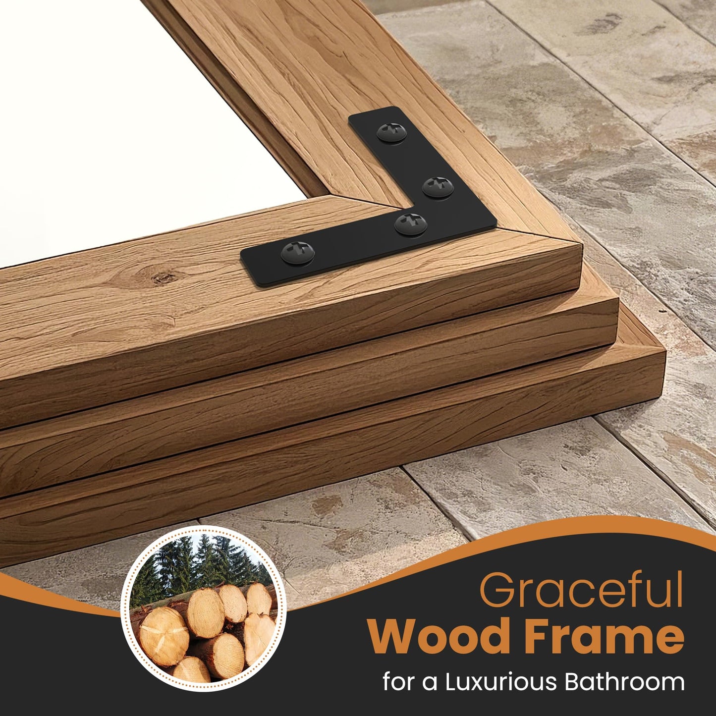 TRAHOME Full Length Mirror with Wooden Frame, 56"X22" Solid Wood Standing Floor Mirror for Farmhouse, Bathroom, Bedroom Decor, Hanging or Leaning Wall-Mounted