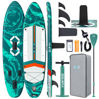 ZLX 11'6"x35" Ultra Wide Inflatable Stand Up Paddle Board | Stable Non-Slip Deck Pad, Unique Fin System, Premium SUP Accessories & Backpack - Upgraded Pump for Adults, All Skill Levels