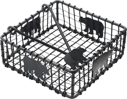 Park Designs Black Bear Wire Beverage Napkin Holder, Lodge Style