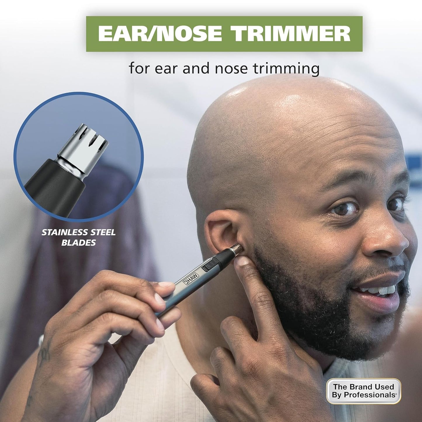 Wahl Micro Groomsman Battery Personal Trimmer for Hygienic Grooming with Rinseable, Interchangeable Heads for Eyebrows, Neckline, Nose, Ears, & Other Detailing - 05640-600