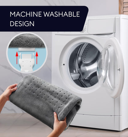 GENIANI Electric Throw - XL Electric Heating Pad for Back Pain & Cramps Relief, Birthday for Women Men Auto Shut Off, Machine Washable, Heat Pad for Neck & Shoulder, 12×24", Tabby Gray