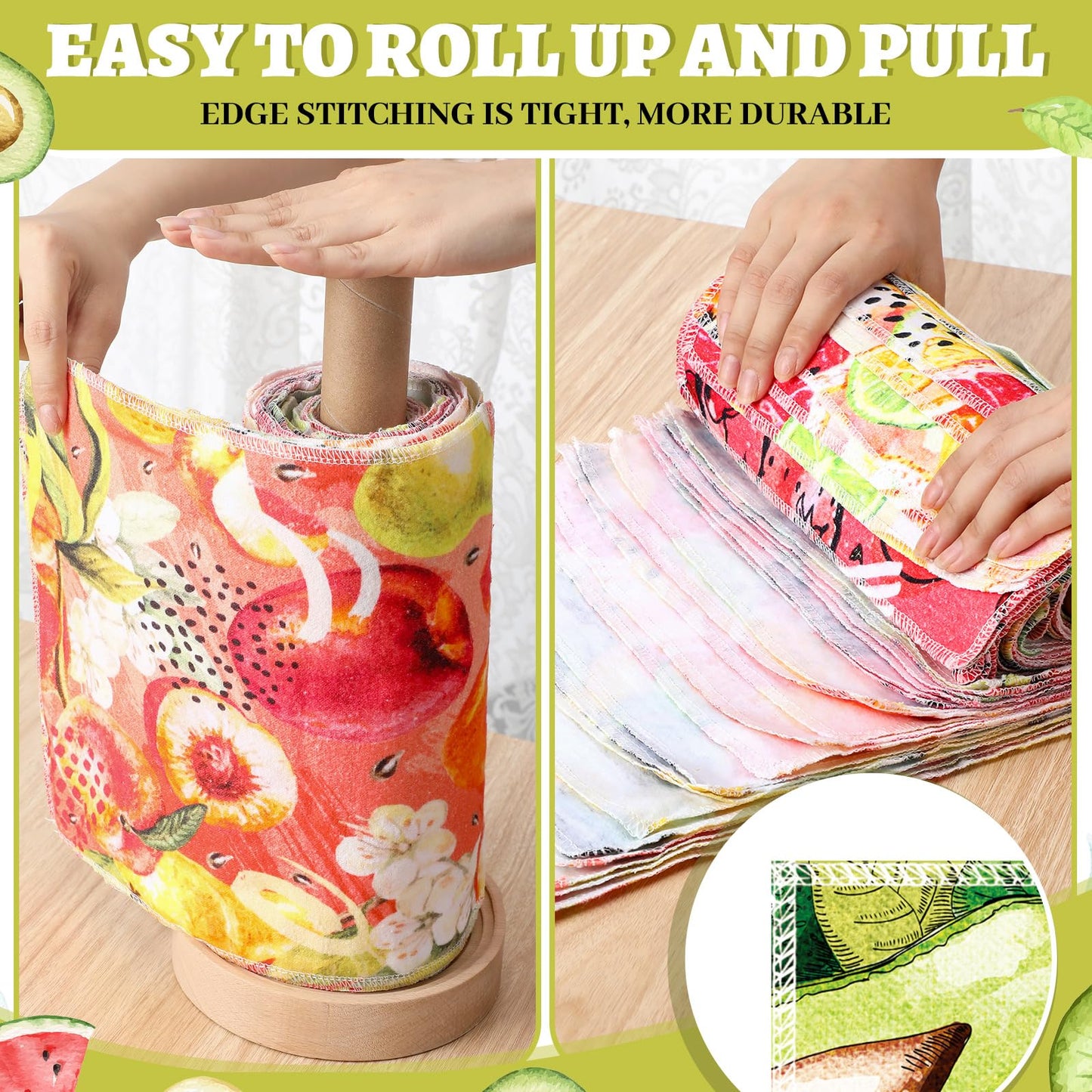 Noveread 36 Pack Fruit Reusable Cleaning Cloths Washable Cotton Kitchen Towels for Home (Fresh Color)
