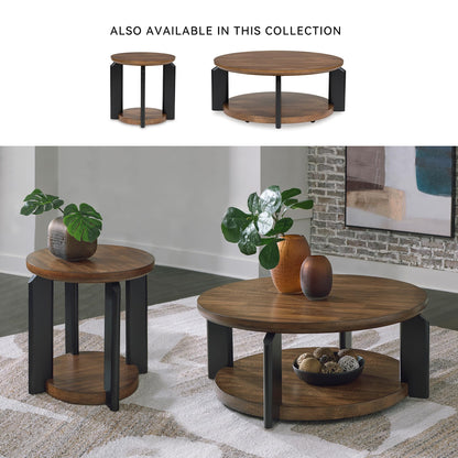 Signature Design by Ashley Kraeburn Modern Coffee Table with Storage and Wheel, Medium Brown & Black