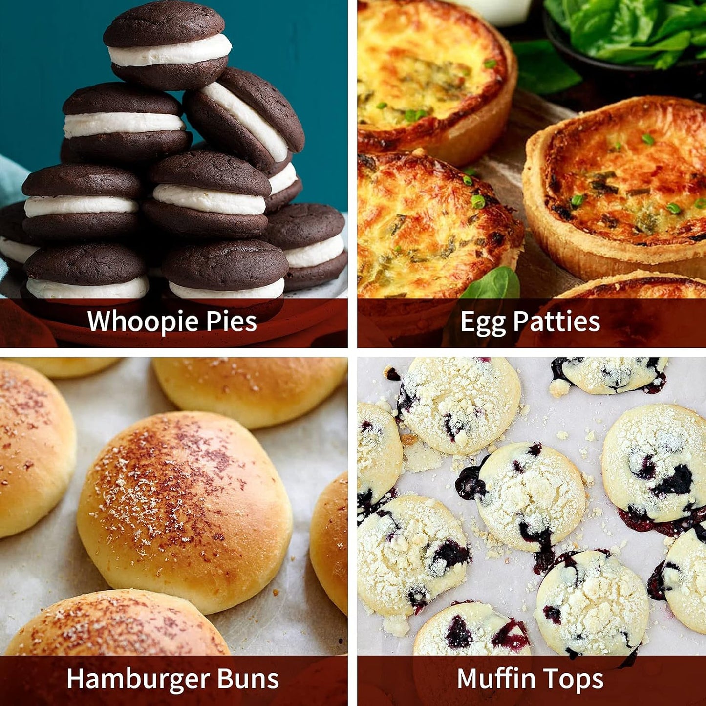 Silicone Egg Mold Muffin Top Pans, 3 Inch Non-stick Whoopie Pie Baking Pan for Mini Cakes, Breakfast Sandwiches