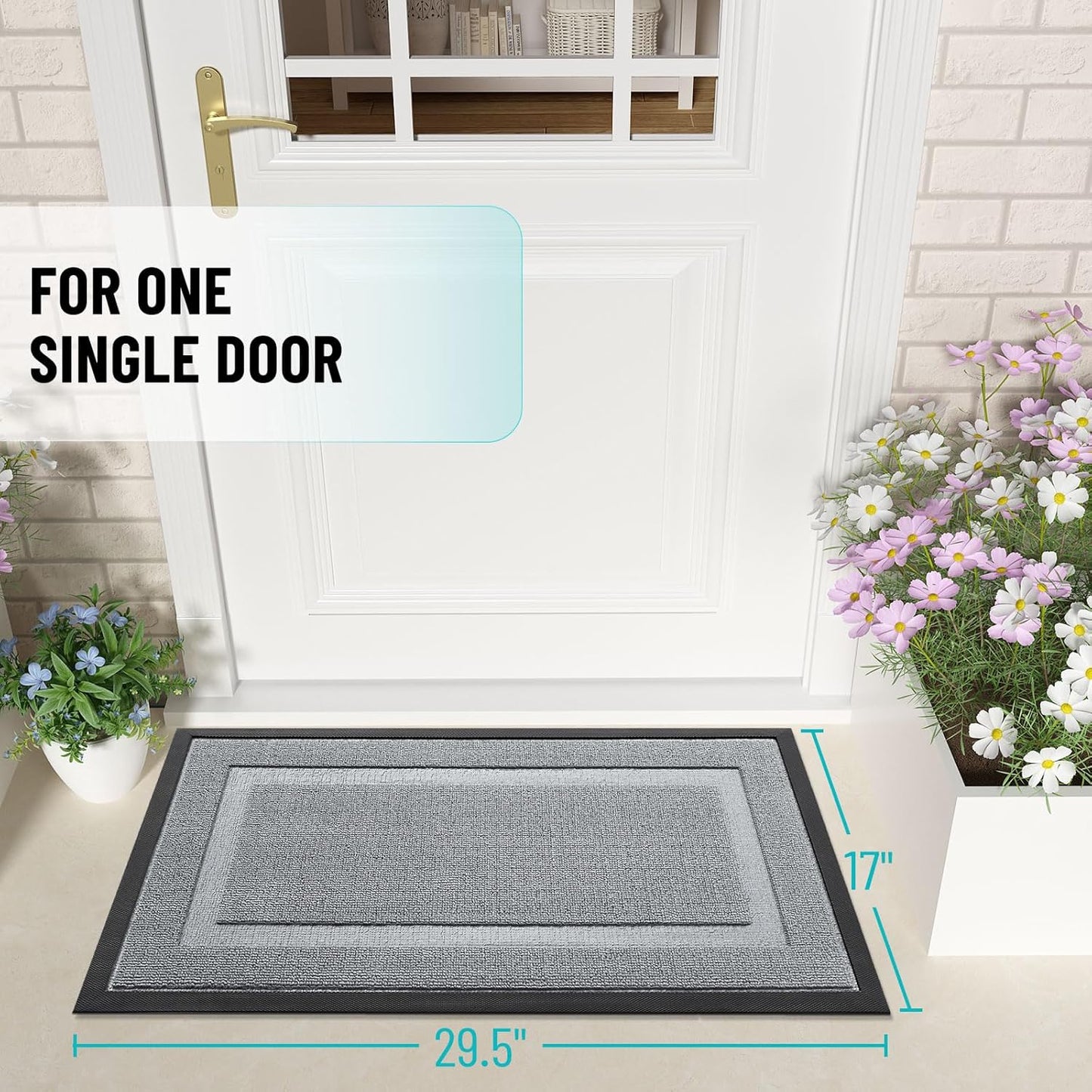 OLANLY Waterproof All-Season Front Door Mat - Sturdy Natural Rubber, Easy Clean, 29.5x17, Ash Gray
