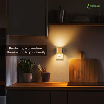 L LOHAS LED Night Lights Plug into Wall,[2-Pack] Plug in Night Light with Dusk to Dawn Sensor,Brightness Adjustable,3000K Warm White,Dimmable Nightlight for Adults Bathroom Hallway Kitchen