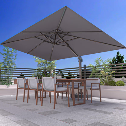 ORYNTREX 10' X 13' Outdoor Patio Umbrella Large Rectangle Cantilever Umbrella Heavy Duty 360°Rotation Offset Umbrella for Garden Deck Pool Patio,Grey