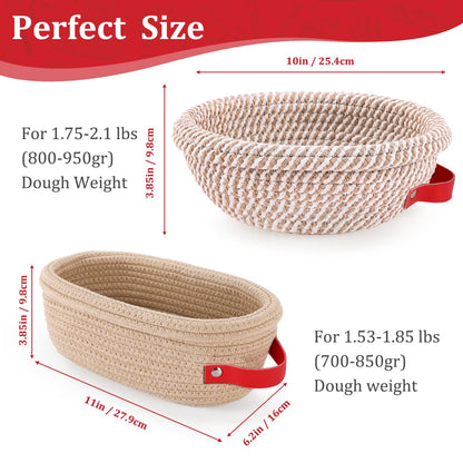 Sourdough Starter Kit, Sourdough Bread Baking Supplies, Banneton Bread Proofing Basket, Bread Proofing Basket with Bench Scraper, Dourdough Scoring Tool, Proofing Cover, Dough Whisk, Silicone Brush