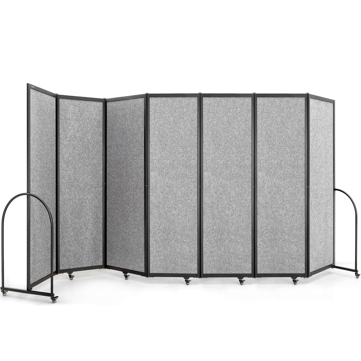 Folding Room Partition,Privacy Room Screen with Arms,Office Dividers Partition Wall,14'3"L* 6'7"H,Light Grey