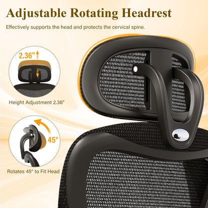 SUNNOW Ergonomic Office Chair, Comfy Mesh Desk Chair, High Back Computer Gaming Chairs with Adjustable Lumbar Support, Flip-Up Arms, Headrest, Tilt Function, Wide Cushion, Swivel Wheel, BIFMA Quality