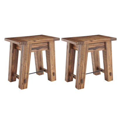 Alaterre Furniture Durango 27-Inch Solid Wood Side Table – Set of 2 Heavy-Duty Industrial End Tables with 100lb Capacity for Living Room, Bedroom, or Office (Natural Grain Lacquer Finish)