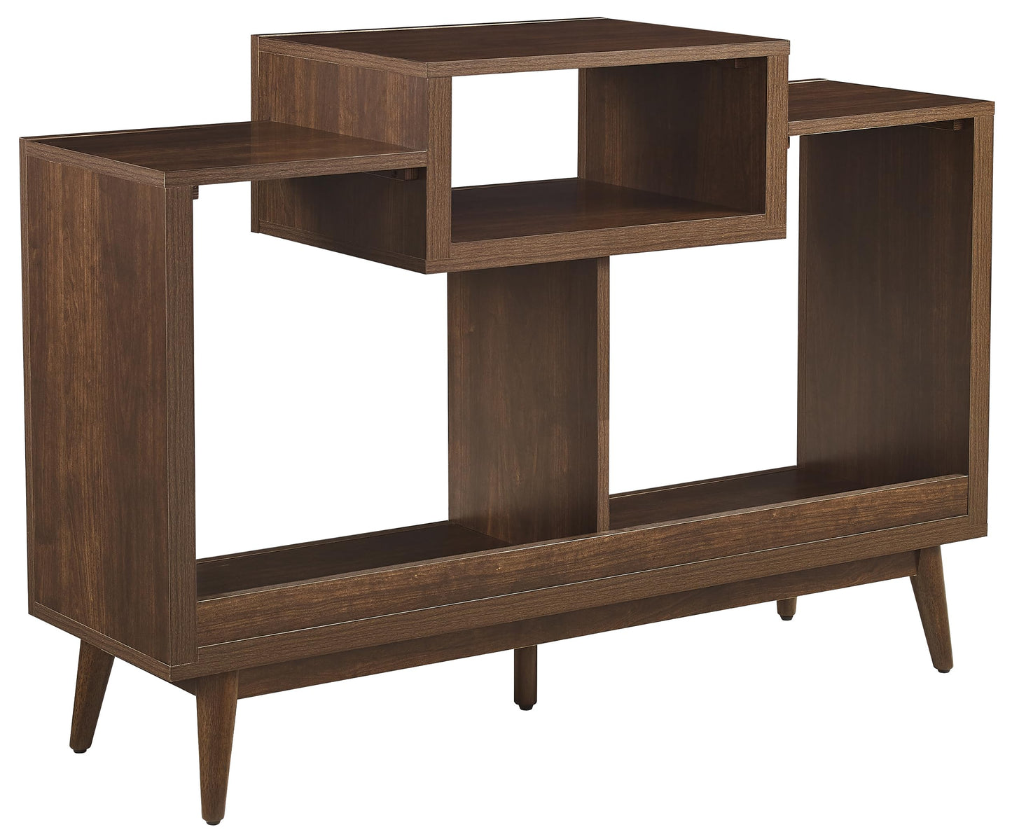 Crosley Furniture Nashville Mid Century Modern Console Record Player Stand, Stores Up to 220 Vinyl Records, Medium, Brown