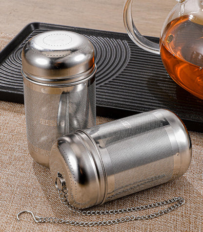 2 Pack Tea Strainers with chain for Loose Tea Sets,Universal Extra Fine Mesh Tea Infuser, 316Stainless Steel & Updated Slim Threaded Lid,Suitable for soaking tea,99% of cup，2 Size