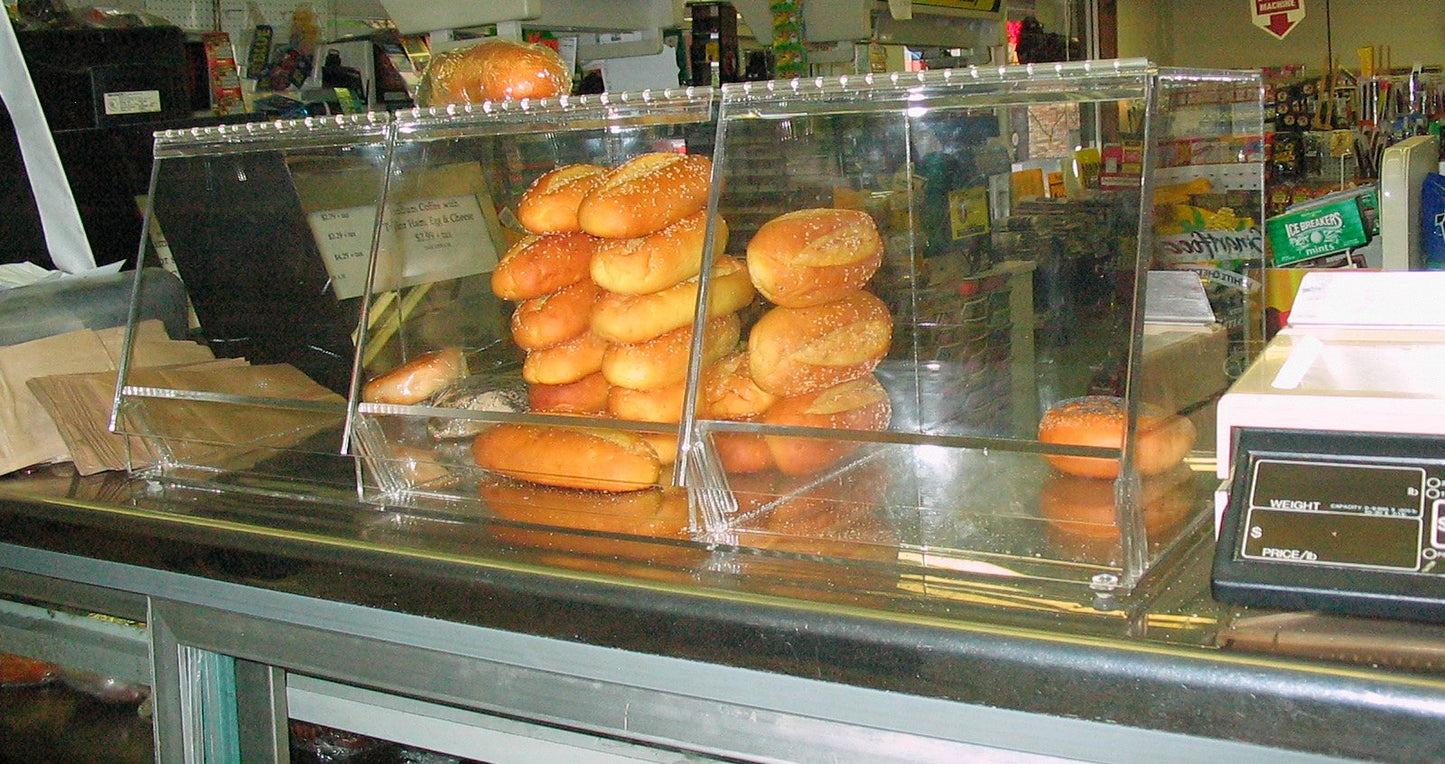 RCS Plastics Bulk Bread Storage Display Case 3 Containers for Deli or Convenience Stores, Bakery Sandwich Pastry Donut or bagel with removable crumb cleanout