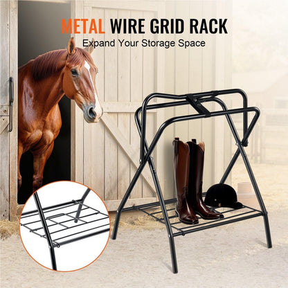 CHYLMAPHEN 1pc Folding Saddle Rack Portable Freestanding Horse Saddle Stand 132 LBS for Horses Blanket Stall Supplies Accessories