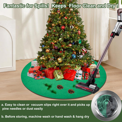 Feoang 36inch Christmas Tree Stand Mat Waterproof Floor Protector Christmas Tree Stand Pad Felt Round Xmas Tree Stand Floor Mat Under Christmas Tree for Protecting Indoor Floor（Green）
