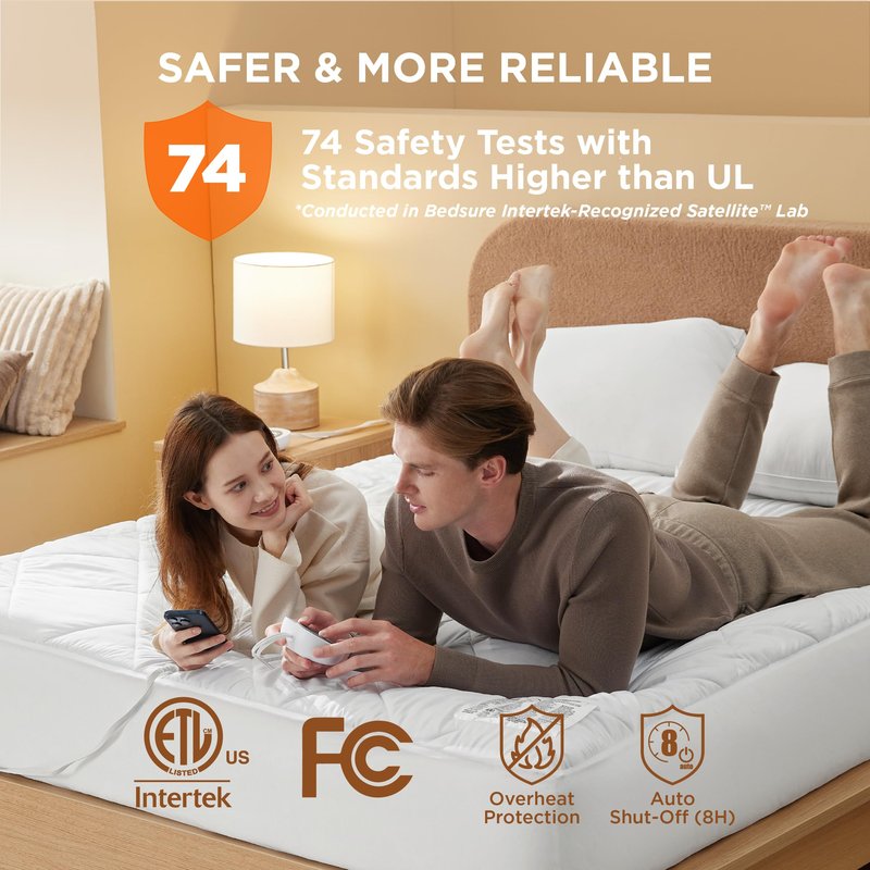 Bedsure Heated Mattress Pad Queen - Bed Warmer with Memory & Preheat Functions, 12-Hour Auto Off & 10 Heat Settings, Dual Controllers, Fast Heating, Brushed Electric Mattress Pad Queen, 60"x80"