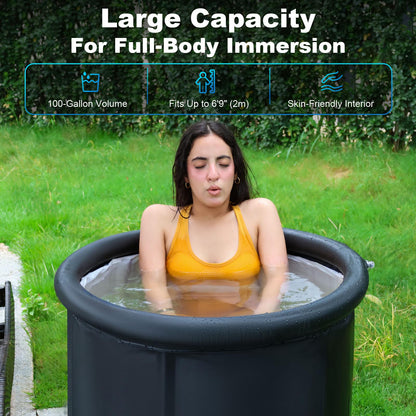 1/3 HP Cold Plunge Chiller & Ice Bath Tub Kit, Ice Bath Chiller with External Filter & Pump, 100Gal Ice Pod, Round Ice Plunge Tub, Cold Plunge Tub with Water Chiller for Cold Therapy