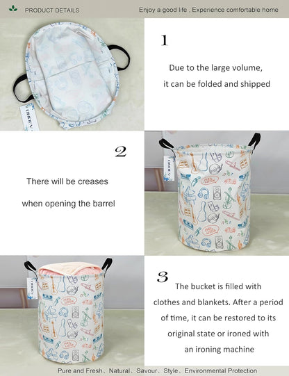 ONOEV Round Waterproof Laundry Basket,Gift Basket,Suitable for Children's Room and Toy Storage(Musical instrument)