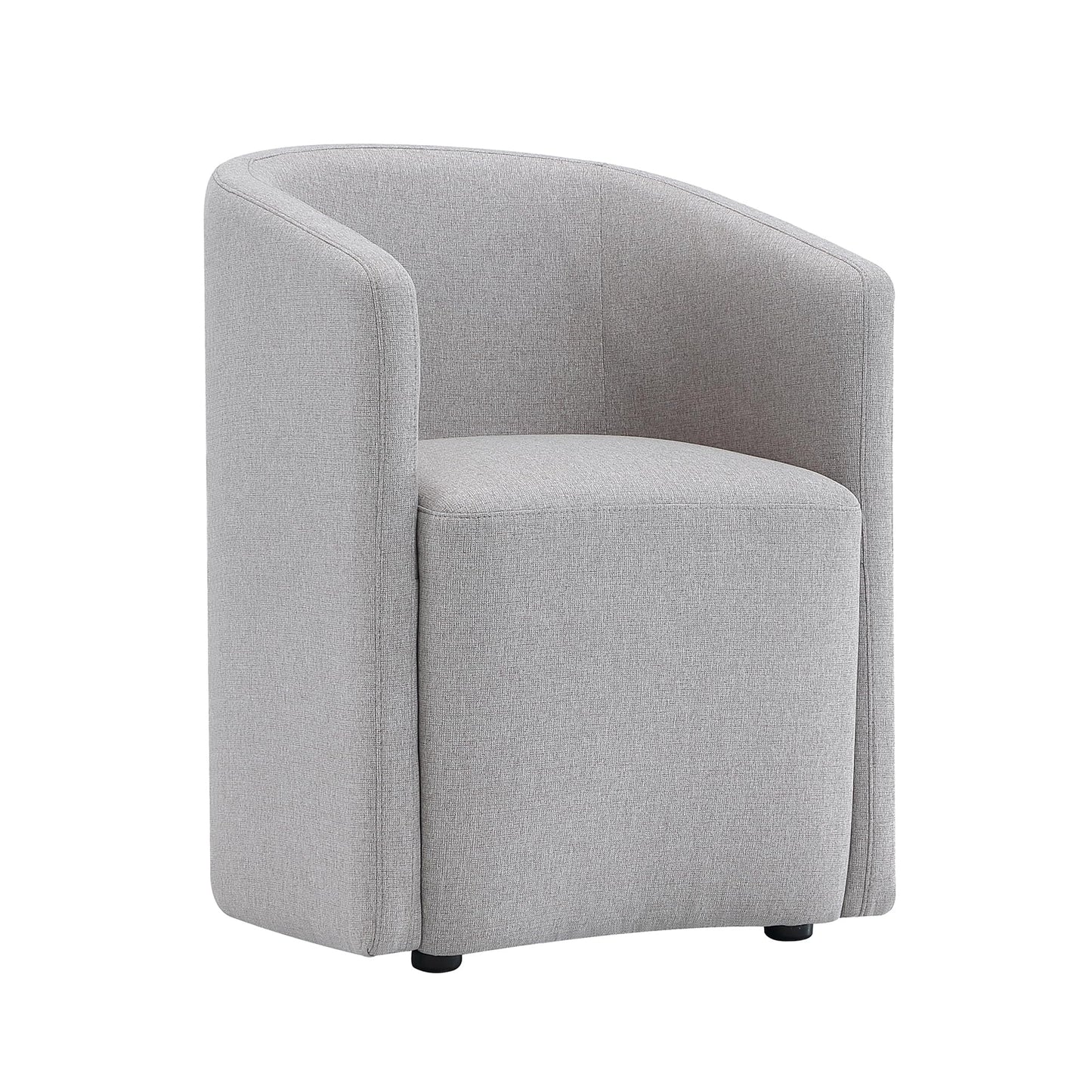 Manhattan Comfort Hearth Modern Barrel Dining Armchair, Accent Upholstered Dining Chair with Woven Fabric, Stylish Curved Back, High-Density Foam, Fully Assembled, Light Gray