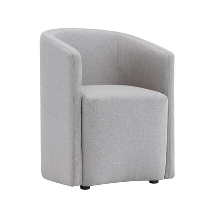 Manhattan Comfort Hearth Modern Barrel Dining Armchair, Accent Upholstered Dining Chair with Woven Fabric, Stylish Curved Back, High-Density Foam, Fully Assembled, Light Gray