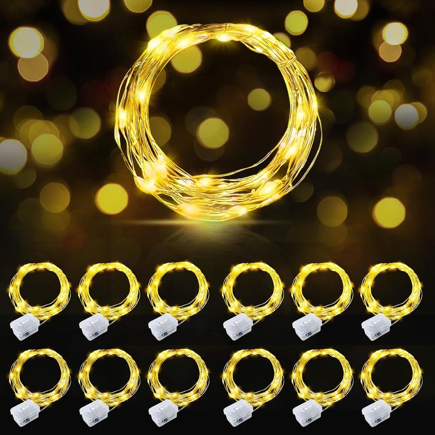 12 Pack 7 20 AIKEI Led Fairy Lights Battery Operated String Lights Waterproof Silver Wire Feet Led Firefly Starry Moon