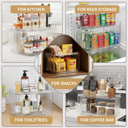 2-Tier Lazy Susan Turntable Organizer for Cabinet/Countertop/Pantry/Bathroom/Coffee Bar, 12.8''Lazy Susan 360°Rotating Storage, Max Weight The Top Holds Up to 26lb (2Pack)