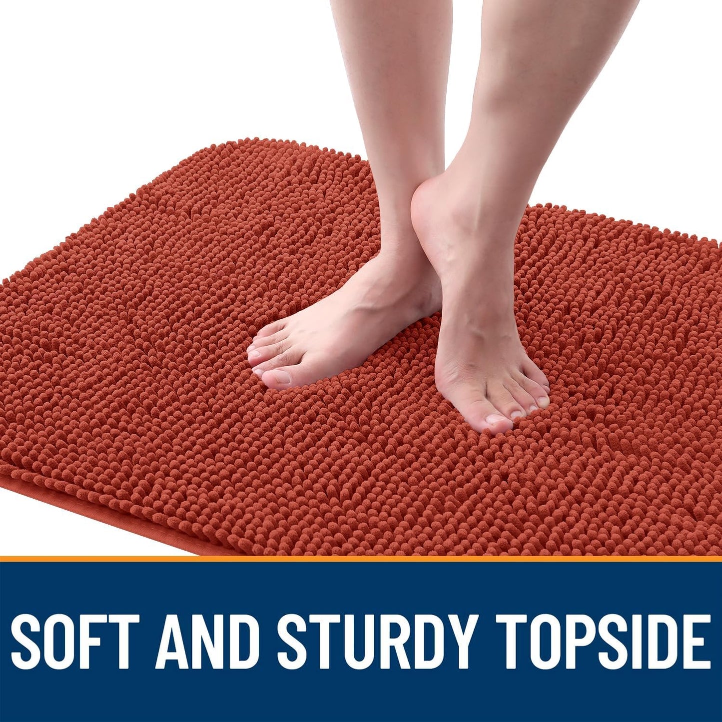 OLANLY Dog Door Mat - Absorbent Non-Slip Chenille Mat for Muddy Paws | 50x30, Quick Dry, Maple Red