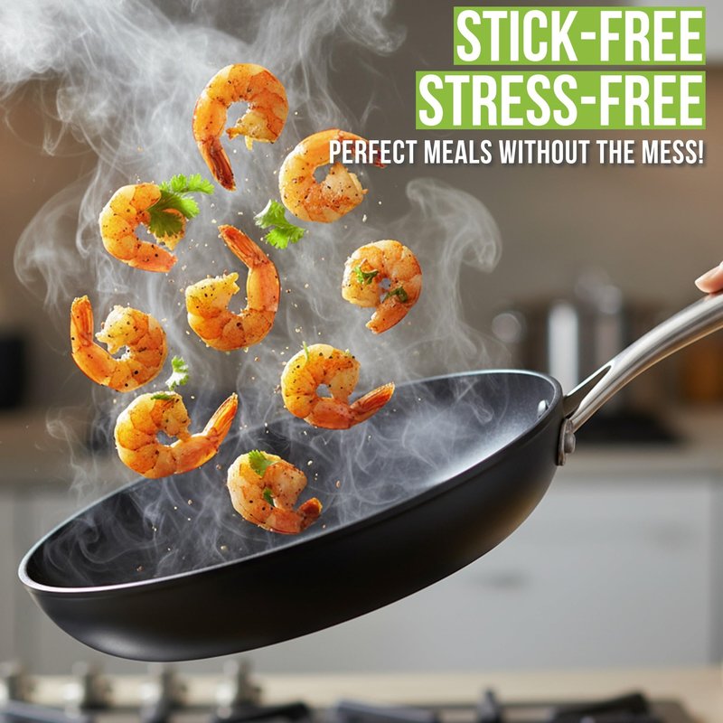 TECHEF - Onyx Collection Nonstick Frying Pan Skillet Set, PFOA-Free, Dishwasher Oven Safe, Stay-Cool Stainless Steel Handle, Induction-Ready, Made in Korea (8-inch and 10-inch)
