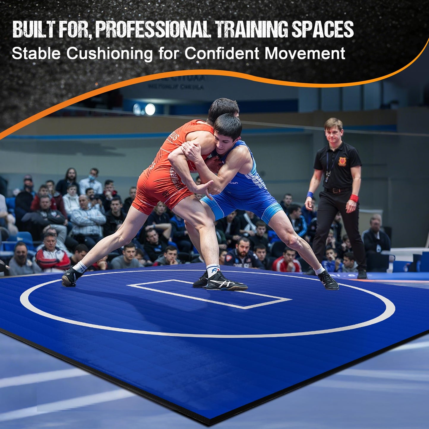 GianToucan Wrestling Mat for Home, ８’x ８’x 1.25” Grappling Mat for Wrestling, MMA, BJJ, Jiu Jitsu, Judo, Gym, Roll-Up Wrestling Practice Mat for Kids & Adults，Easy to Clean Indoor/Outdoor, Blue