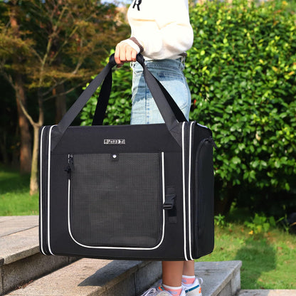 Petskd Portable Double Cat Carrier with Litter Box for Multiple Cats 2in1 Car Travel Carriers 36x17x17in Dual Large Cat Carrier with Safety Locking Zippers for Long Distance Travel