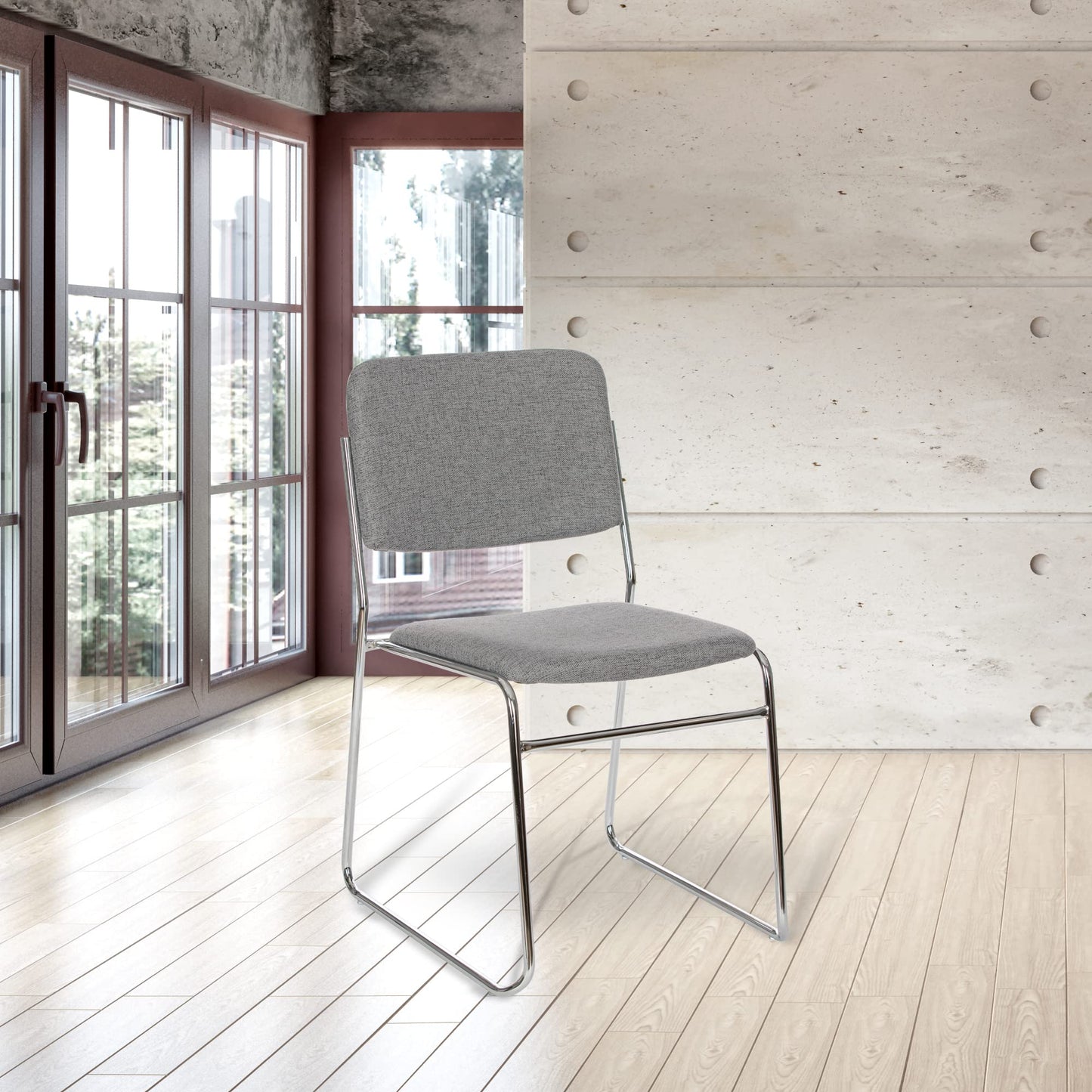 OEF Furnishings OEF8652/2 Commercial-Grade Fabric Padded Stack Chair (Classic Gray, 2-Pack)