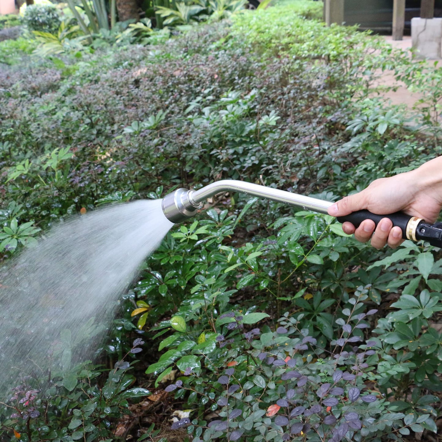STYDDI 18-inch Soft Rain Watering Wand with Shut Off Valve, Lightweight and Durable Metal Gentle Watering Wand Perfect for Hanging Baskets, Planters, Garden, Shrubs and Seedbed