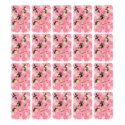 Unnsiapit Artificial Flower Wall Backdrop, 20Pcs Background Panels Floral Wall Privacy Screen Decorative Fences for Party Wedding Garden Outdoor, W23.6*H15.8in, Pink & White & Green