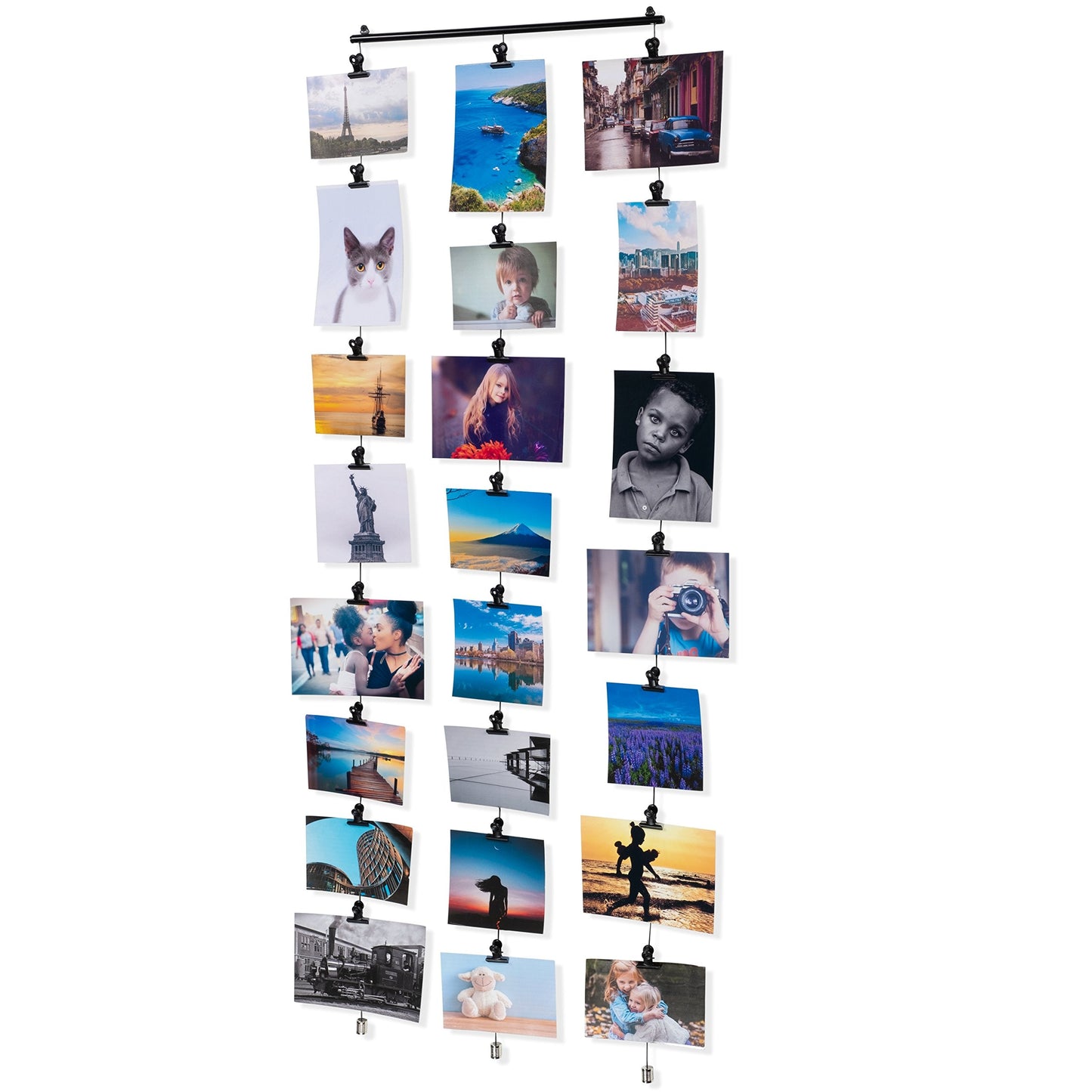 You Have Space WAJER Picture Hanging Kit with 24 Magnetic Clips for Pictures, Polaroids, Kids Crafts and Artwork, Metal Black