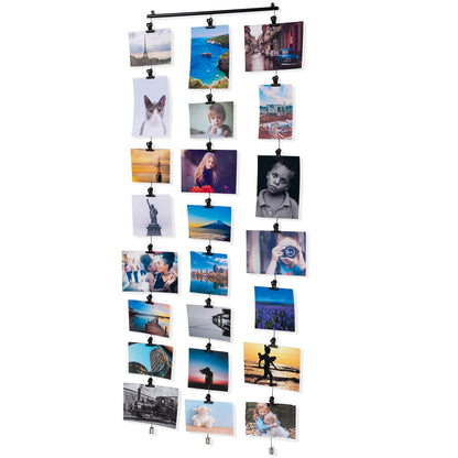 You Have Space WAJER Picture Hanging Kit with 24 Magnetic Clips for Pictures, Polaroids, Kids Crafts and Artwork, Metal Black