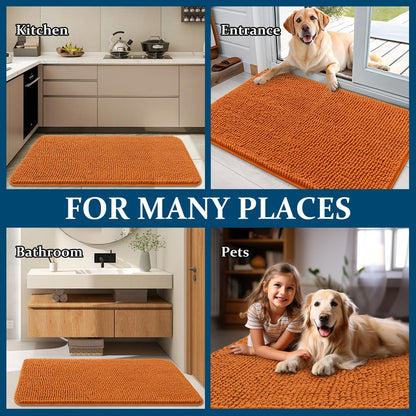 OLANLY Dog Door Mat - Absorbent Non-Slip Chenille Mat for Muddy Paws | 34x21 Inches, Quick Dry Clay Color