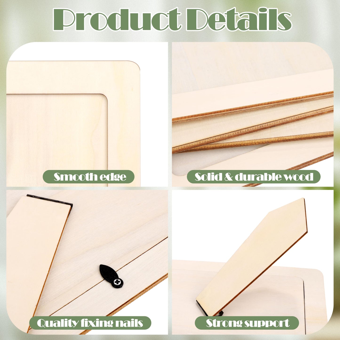 Fovths 10 Pcs Wooden Picture Frames for Crafts, 4 x 6 Inch DIY Wood Frames with Gem Stickers Acrylic Paint Brushes Palette, Unfinished Wood Photo Frame for DIY Painting Arts Projects Decorate