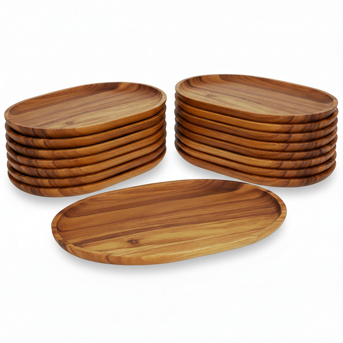 Woodard & Charles 15-Inch Acacia Oval Tray, Large - Pack of 16