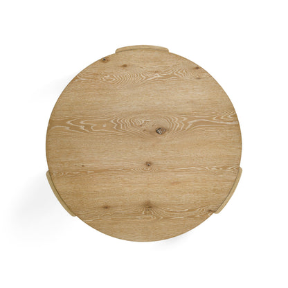 Furniture of America Carys 42” Round Coffee Table, Solid Rubberwood & Oak Veneer, Modern Wood Living Room Table with Plinth Base, Oak Finish