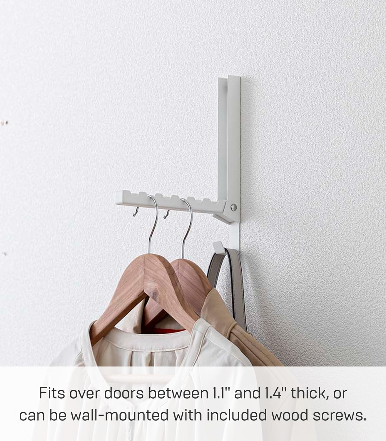 Smart Over The Door Coat Hook Organizer, 2-Hook Collapsible Rack for Entryway or Bedroom Closet - Steel