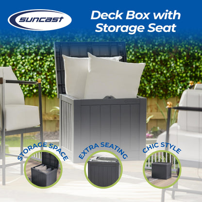 Suncast 4 Pack Small Deck Box Storage w/Bench Seat for Indoor & Outdoor Use, 22 Gal., Cyberspace