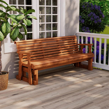 Amish Heavy Duty 800 Lb Roll Back Pressure Treated Porch Glider (4 Foot, Cedar Stain)