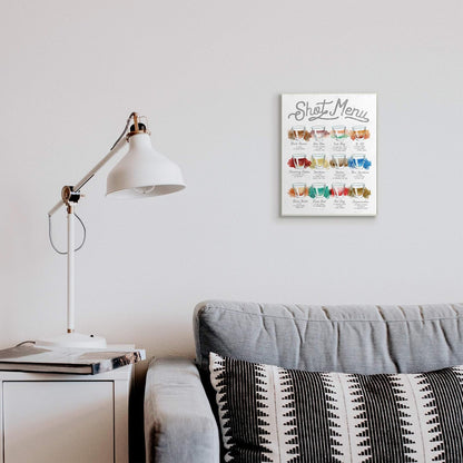 Stupell Industries Cocktail Shot Menu Wall Plaque, 10 x 15, Off-White, Designed by Daphne Polselli
