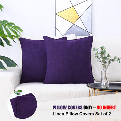 HPUK Decorative Throw Pillow Covers Set of 4 Square Couch Pillows Linen Cushion Cover for Couch Sofa Living Room, 18"x18" inches, Blue
