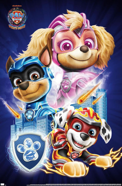Nickelodeon Paw Patrol Wall Poster - Mighty Movie Design, Unframed, 34" L x 22.4" W