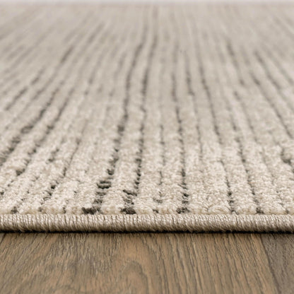 Rugshop Textured High-Low Indoor Area Rug, Neutral Stripe Design, Jute Backing, Living Room Bedroom Kitchen Rug, Easy-Care Spot Clean, 7'10" x 10' Beige/Gray